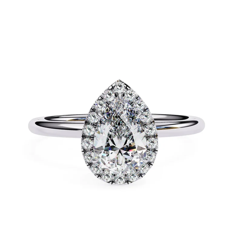 Pear Halo Splendor Ring